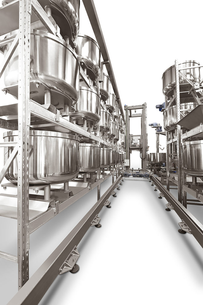 Automated mixing system with resting area for fermentation 